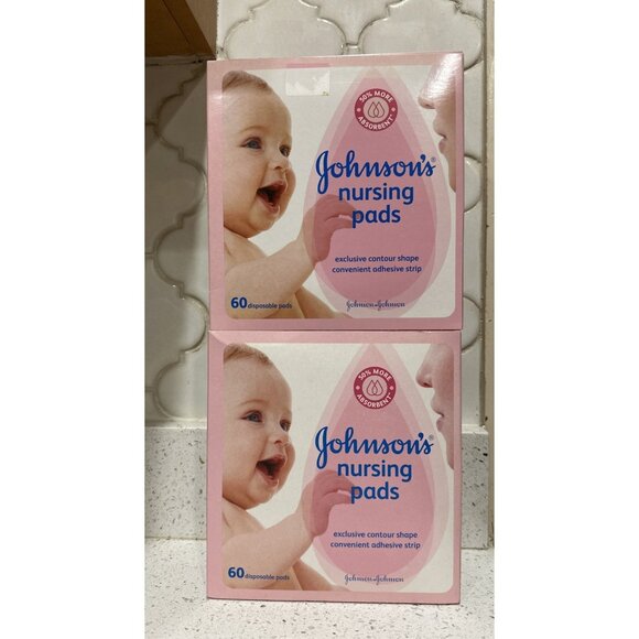 2x Johnson's Disposable Nursing Pads with Natural Cotton 60 Ct New Sealed Box - Picture 1 of 1